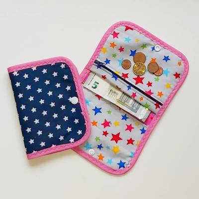 Kindergeldbeutel mit Sternenmuster & Schlüsselband – Stoffgeldbeutel für Kinder, Taschengeld & Einschulung