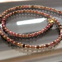 Halskette aus Pink Turmalin facettiert mit 925 Silber vergoldet – Handgemachte Damenkette Unikat (€298.90)