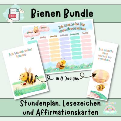 Bienen Bundle für Kinder – Stundenplan, Affirmationen & Lesezeichen