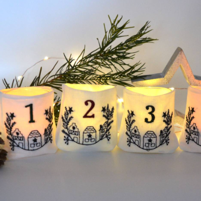 ITH Lichterbeutel klein Advent Häuser 10x10cm