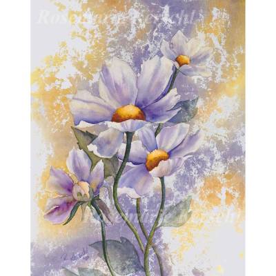 Margarithen Aquarell – Original Unikat, handgemaltes Blumenbild 44 x 34 cm Hochformat