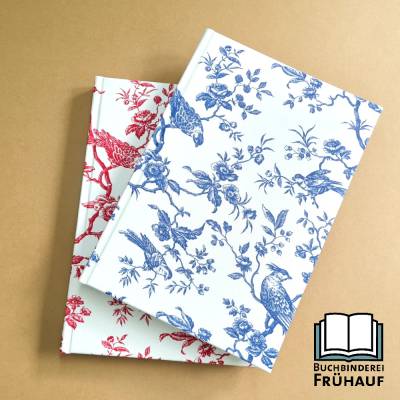 Ewiger Kalender & 5-Jahres Kalender Vögel Blüten Zweige rot/blau – DIN A5 Tagebuch