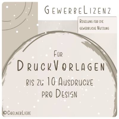 Gewerbelizenz für Druckvorlagen – 10 Drucke pro Design