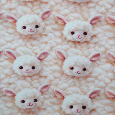 French Terry mit Lamm Lämmchen Schafe 3 D Optik 50 x 150 cm ♕