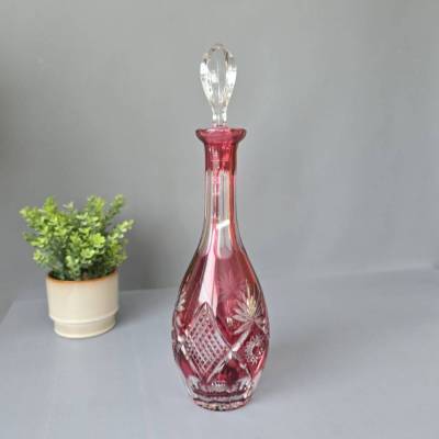 Kristall Karaffe rot, Nachtmann Dekanter, 1980er