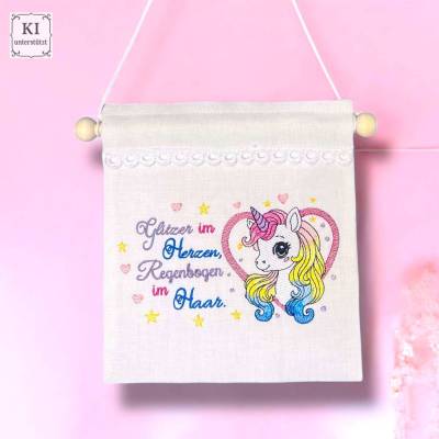 Stickdatei Einhornkopf & Spruch (Doro-Collection) – Shabby-Einhorn ab 10x10 Rahmen