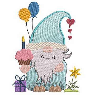 Stickdatei Wichtel Geburtstag