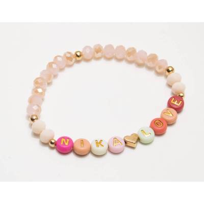 Namensarmband personalisiert mit Wunschnamen in gold rosa und rosè gold Herz , Initialienarmband, Armband mit Namen