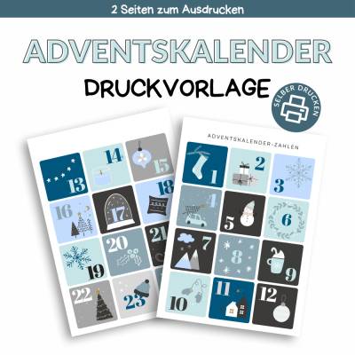 Adventskalender Zahlen PDF zum Ausdrucken – DIY Druckvorlage für Weihnachten