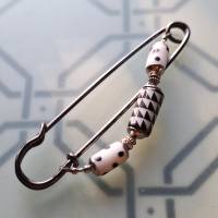 Tuchnadel Dalmatiner Schachbrett - 10cm lange Weiß Schwarz Schmucknadel Keramik N10-G-7 Bild 2