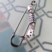 Tuchnadel Dalmatiner Schachbrett - 10cm lange Weiß Schwarz Schmucknadel Keramik N10-G-7 Bild 5