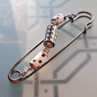 Tuchnadel Dalmatiner Schachbrett - 10cm lange Weiß Schwarz Schmucknadel Keramik N10-G-7 Bild 6