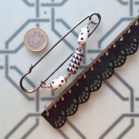 Tuchnadel Dalmatiner Schachbrett - 10cm lange Weiß Schwarz Schmucknadel Keramik N10-G-7 Bild 8