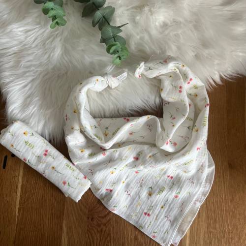 Musselituch - Spucktuch - Kuscheltuch-Halstuch Floral