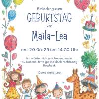 Personalisierbare Einladung Kindergeburtstag A4 – Luftballons, Geschenke & Kuchen als digitaler Download Bild 1