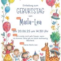 Personalisierbare Einladung Kindergeburtstag A4 – Luftballons, Geschenke & Kuchen als digitaler Download Bild 2