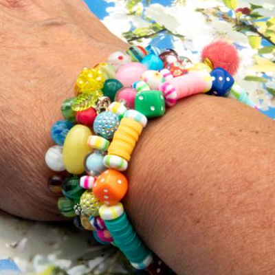 Sommerfrisches Perlenarmband Ohrhänger Set, bunt, Hippie Schmuck, Unikat, Geschenkidee KCA 