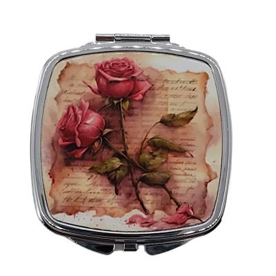 Taschenspiegel bedruckt mit vintage Rosenmotiv