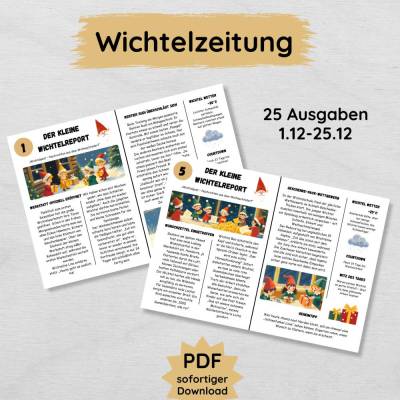 Wichtelzeitung für Kinder mit 25 Ausgaben im Advent, Wichtelpost Zeitungen zum Ausdrucken