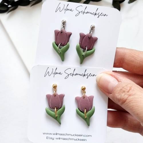 Polymer Clay Ohrstecker Tulpen | Blumen Ton Ohrringe |  Weihnachtsgeschenk | Sommer Ohrringe | handgefertigt