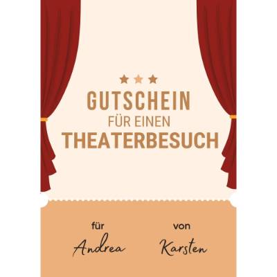 Gutschein für Besuch eines Theaterstücks – personalisierbare DIN A4 Vorlage zum Sofort-Ausdrucken