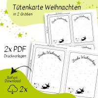 Druckvorlage Frohe Weihnachten, Weihnachtsgruß, Tütenkarte, Geschenkkarte, Weihnachtskarte, Geschenkidee, Weihnachtszug, Bild 2