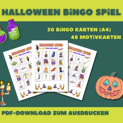 Halloween Bingo mit 30 Bingokarten ohne Gruselfaktor