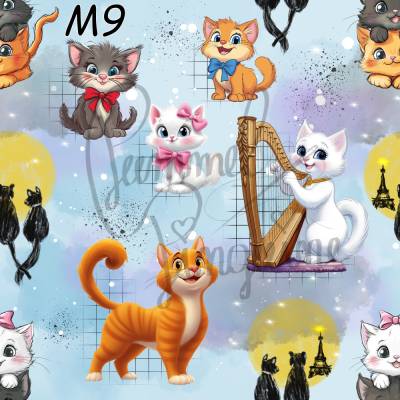 M9 Kinderstoff Katzen – Weicher Stoff mit PummelPinguine-Design auf 13 Stoffarten