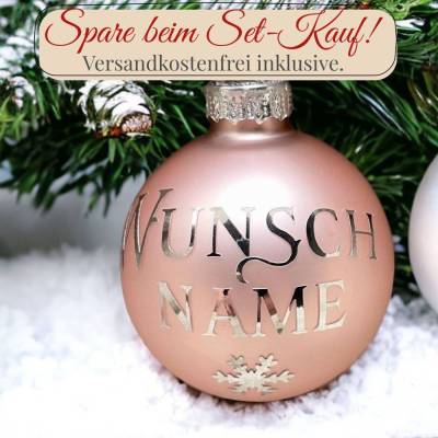 Personalisierte rosa Weihnachtskugeln aus Glas, glänzend oder matt, Christbaumkugeln mit Wunschname