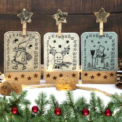 Stickdatei ITH Adventskalender 10x10cm Tischadventskalender togo Weihnachten Advent
