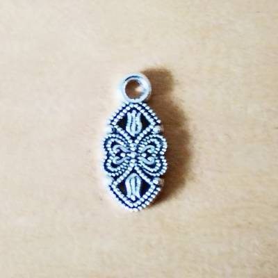 6 Charms Anhänger Blume Antiksilber