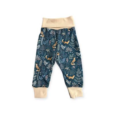 Kuschelhose Luca Pumphose Gr. 50 - 98 blau Füchse Wohlfühlhose Interlock Jersey