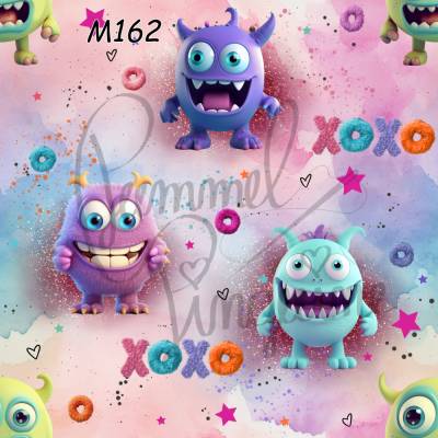 M162 Kinderstoff Süße Monster– PummelPinguine-Design in 13 Stoffarten 