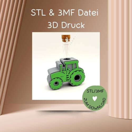 3D Motiv TRAKTOR, Digitale Datei, 3D-Druckdatei, STL bzw. 3MF-Format, als Geld- bzw. Gutscheingeschenk, 