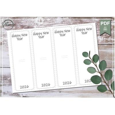 Silvester Karten lang 001 – Stilvolle PDF-Druckvorlage Din A4 für kreative DIY-Projekte