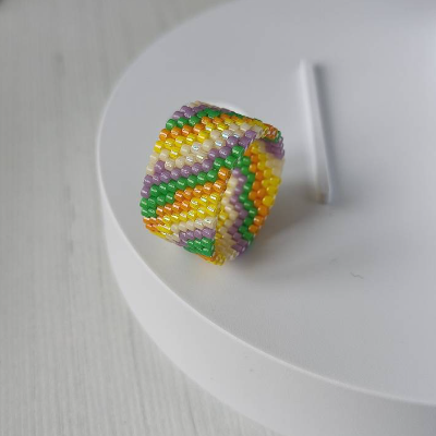 Bunter Perlenring mit Farbverlauf, Miyuki Handgemachter Ring, Boho Schmuck Geschenk für Damen