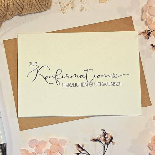 Schlichte Konfirmationskarte A6 – Minimalistische Glückwunschkarte mit Umschlag | Stilvolle Karte zur Konfirmation
