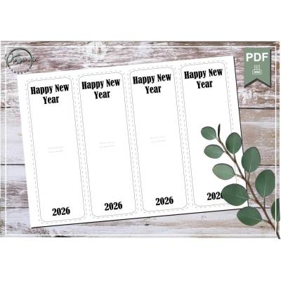 Silvester Karten lang 002 – Stilvolle PDF-Druckvorlage Din A4 für kreative DIY-Projekte