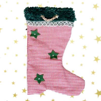 Nikolaus-Stiefel, handgenäht aus Baumwolle, individueller Weihnachtsstiefel mit Namen, Unikat, viele Muster & Farben