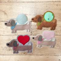 Stickdatei Mug Rug Hund Dackel In the Hoop – Untersetzer / Tassenteppich Bild 3