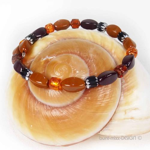 Spiralarmband schwarz braun Glasperlen, Barockperlen, Armreif memory wire, handmade by BuntMixxDESIGN ©