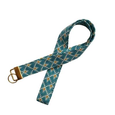 Langes Schlüsselband Lanyard Japan Fächer Petrol 50cm lang