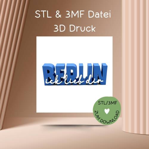 Schriftzug BERLIN, Digitale Datei, 3D-Druckdatei, STL bzw. 3MF-Format