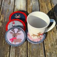 Stickdatei Untersetzer Weihnachten ITH Set für 10x10 Rahmen – Schnelle Mini Mug Rugs Bild 6