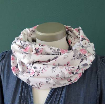 Loop Rosen weiß rosa Schal Baumwolle Schlauchschal Baumwollschal