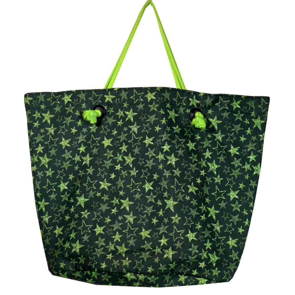 Shopper Einkaufstasche abwaschbar mit grünen Sternen – robust