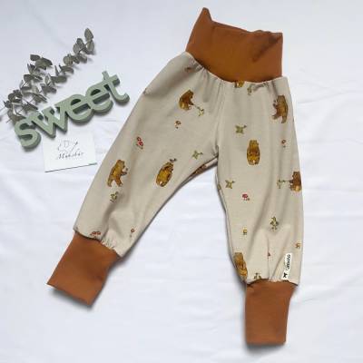Mitwachshose Größe 68-74,  Bär hab dich lieb – Jersey Pumphose handmade, unisex, bequem