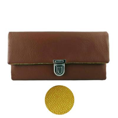 Geldbörse Portemonnaie Kunstleder Tabak Braun und Punkte - Mrs. Manny Maxi