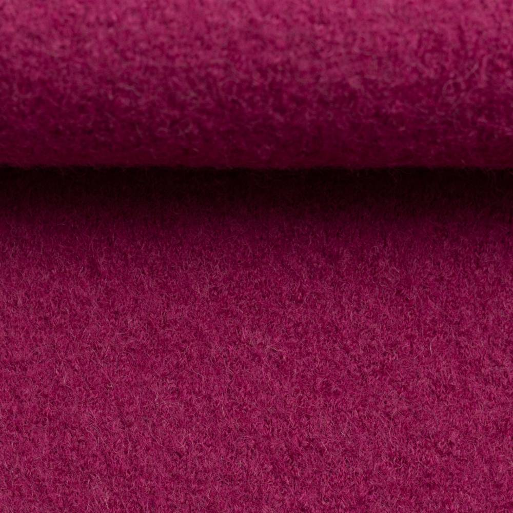 Naomi **gekochte Wolle** Wollstoff Walk uni, pink Oeko-Tex