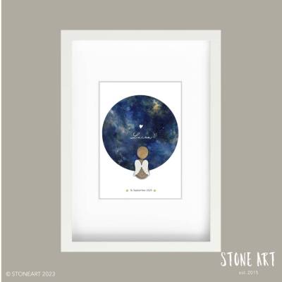 Personalisiertes Steinbild Sternenkind – Handgemachtes Trauergeschenk mit Namen & Datum